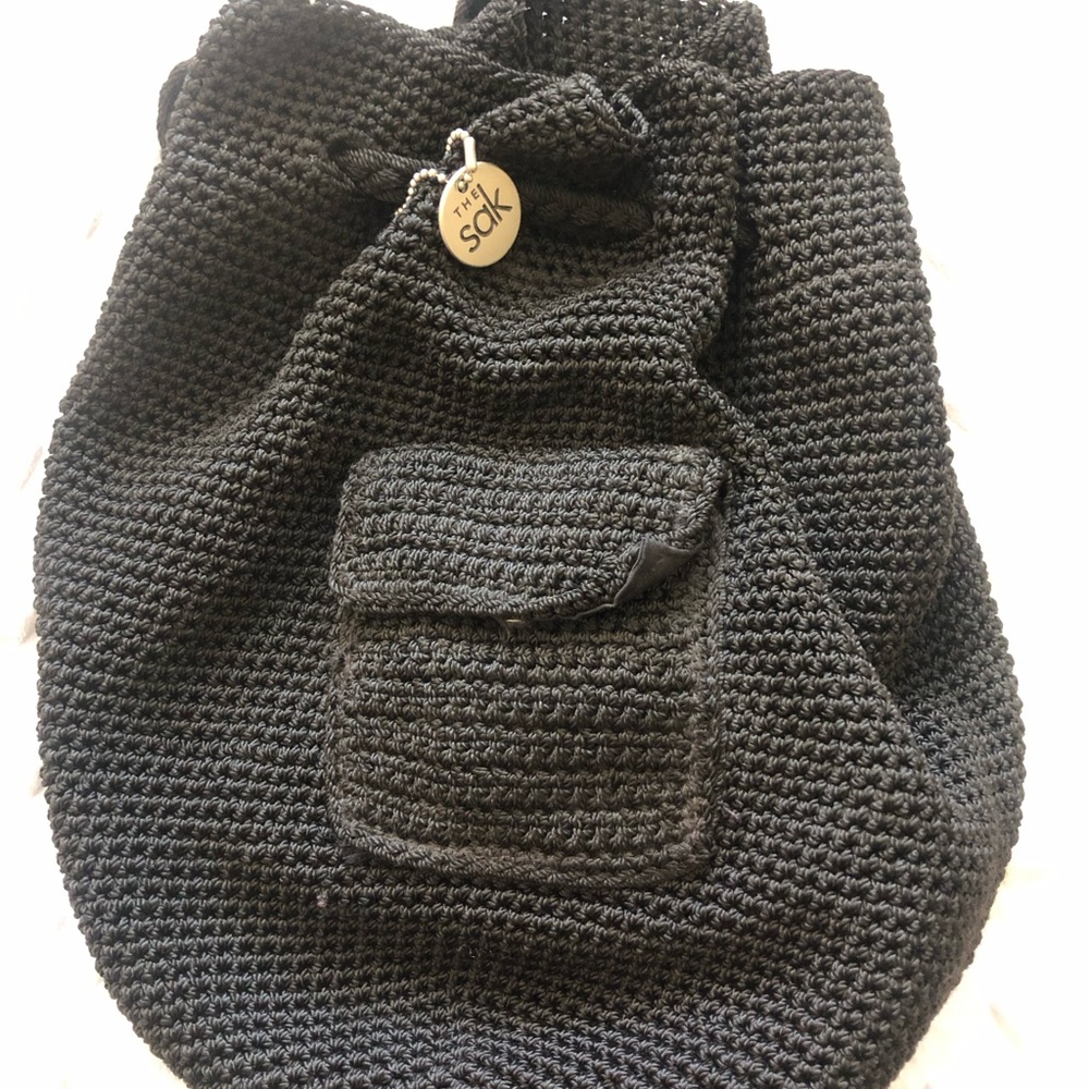 The Sak Black Crochet Tote with Interior Zip Pocket